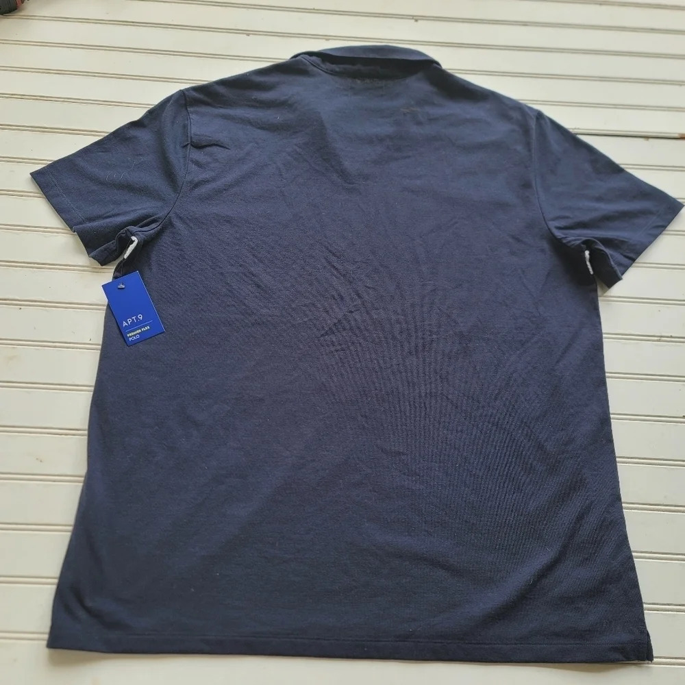 NWT Apt 9 Premier Flex Polo Short Sleeve Navy Blue White Striped Stretch Sz XL - Picture 10 of 10